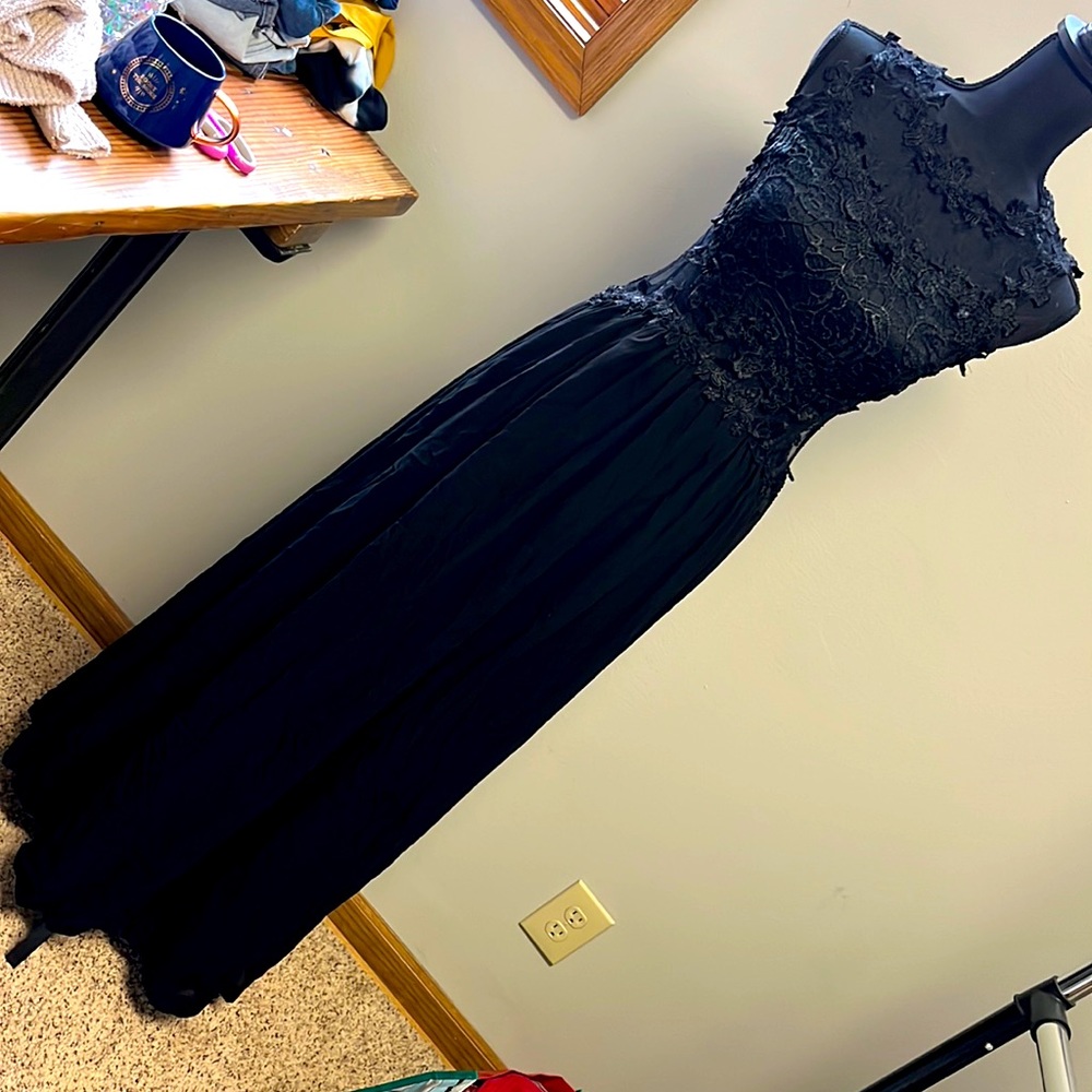 Long Black Lace Dress - Peekaboo